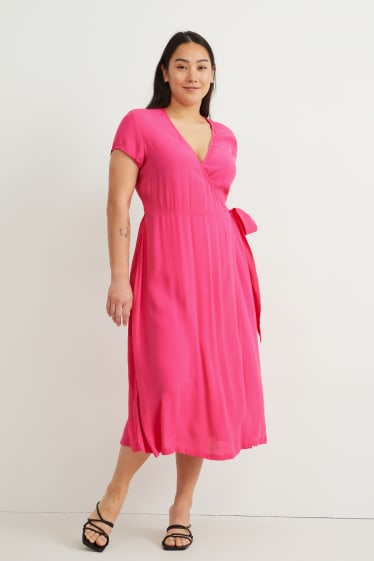 Mujer - Vestido cruzado - fucsia