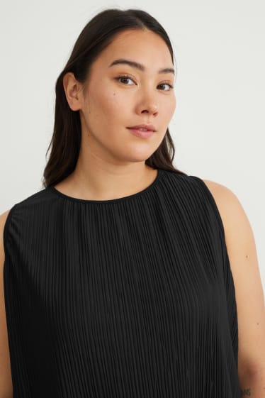 Damen - Plissee-Kleid - schwarz