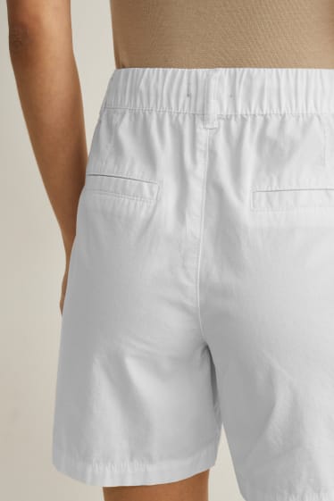 Femei - Pantaloni scurți - talie înaltă - alb