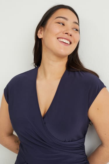 Damen - Wickelkleid - dunkelblau