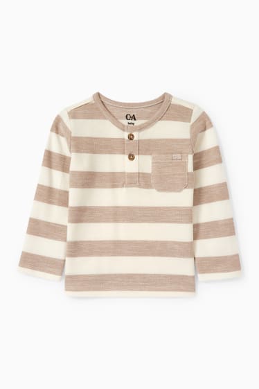 Baby Jungen - Baby-Langarmshirt - gestreift - beige