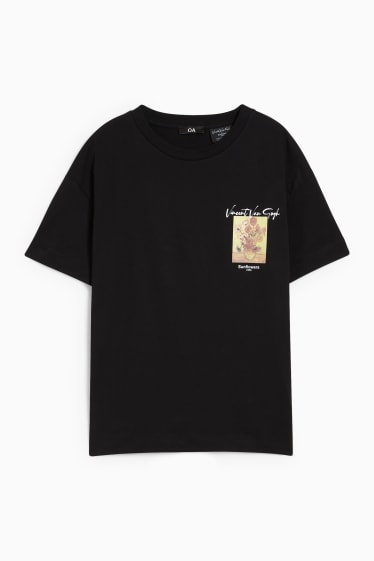 Kobiety - T-Shirt - Słoneczniki Vincenta van Gogha - czarny