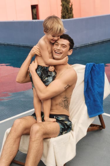 Hommes - Shorts de bain - à motif - bleu foncé