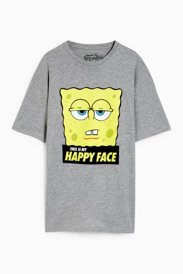 Mężczyźni - T-shirt - SpongeBob Kanciastoporty - szary-melanż