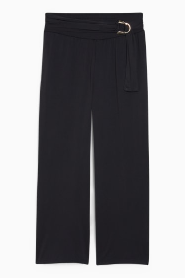 Damen - Jersey-Hose - Wide Leg - dunkelgrau