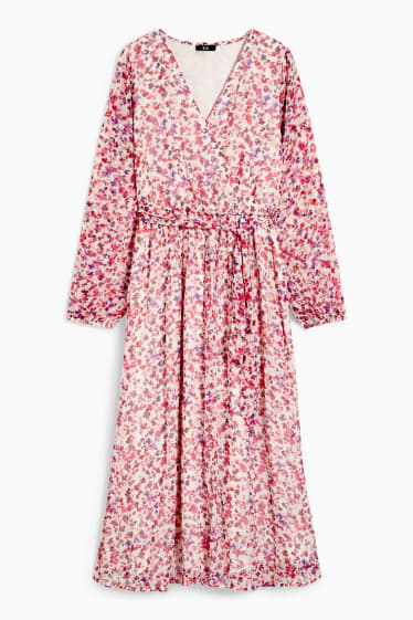 Dames - Jurk van chiffon - gebloemd - roze