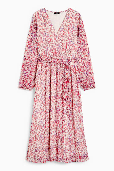 Femmes - Robe de gaze - à fleurs - rose