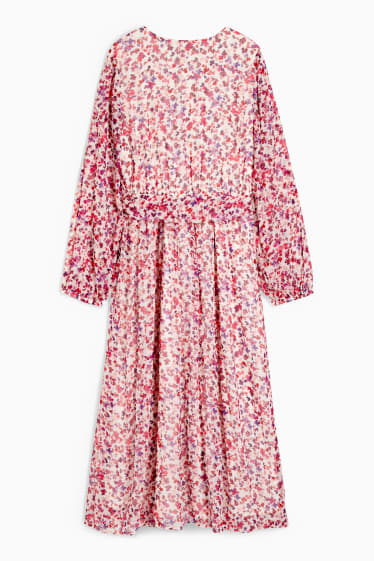 Femmes - Robe de gaze - à fleurs - rose