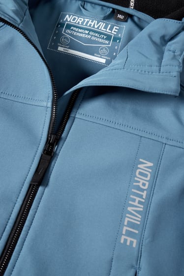 Enfants garçons - Veste softshell à capuche - bleu
