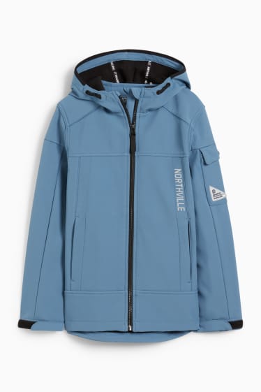 Enfants garçons - Veste softshell à capuche - bleu