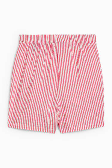 Women - Shorts - mid-rise waist - striped - pink