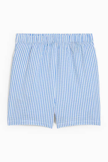 Donna - Shorts - vita media - a righe - bianco / azzurro