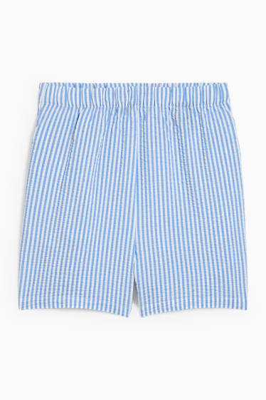 Mujer - Shorts - mid waist - de rayas - blanco / azul claro