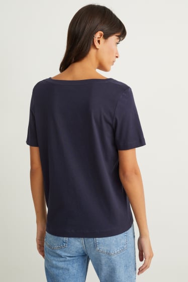 Dames - Basic T-shirt - donkerblauw
