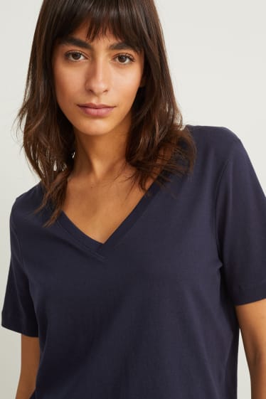Dames - Basic T-shirt - donkerblauw