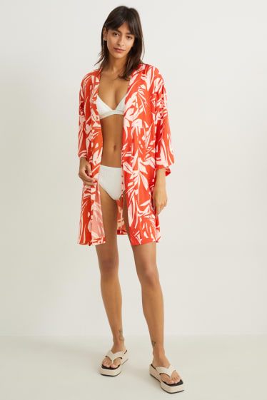 Femmes - Robe de chambre - à motif - orange foncé