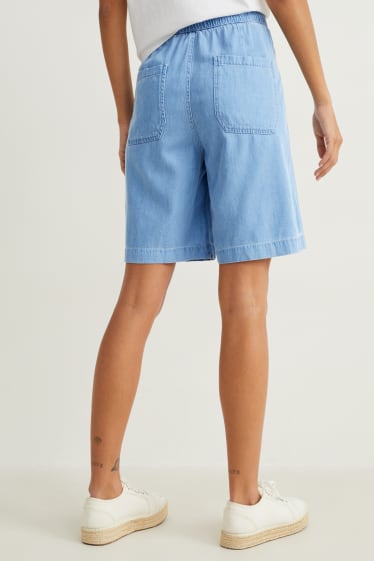 Donna - Bermuda - vita alta - jeans azzurro