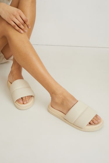 Women - Sandals - faux leather - light beige