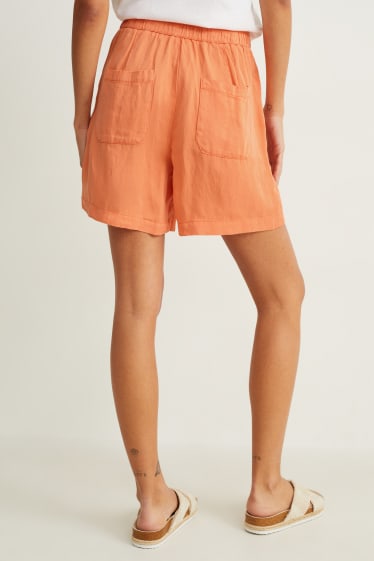 Women - Bermuda shorts - high waist - orange