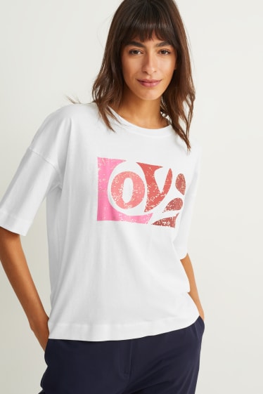 Femmes - T-shirt - blanc crème