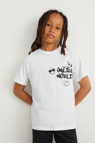 Kinder - SmileyWorld® - Kurzarmshirt - weiss