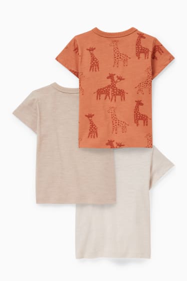 Miminka - Multipack 3 ks - tričko s krátkým rukávem pro miminka - béžová-žíhaná