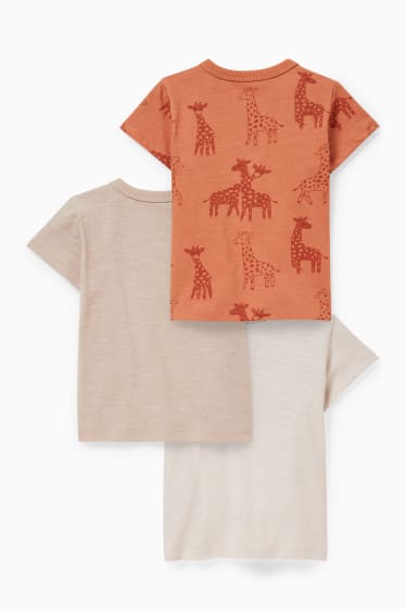 Bébés - Lot de 3 - T-shirts bébé - beige chiné