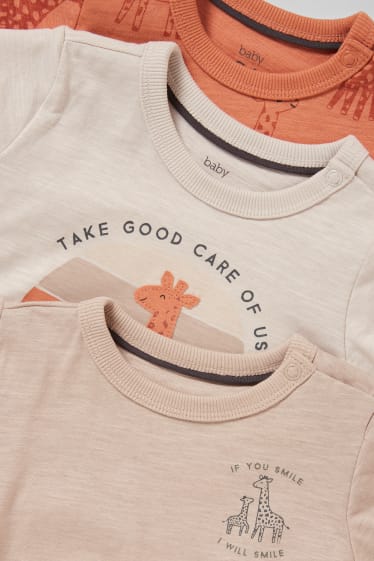 Bébés - Lot de 3 - T-shirts bébé - beige chiné