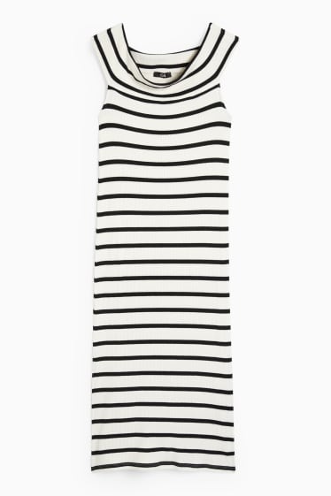 Damen - Figurbetontes Kleid - gestreift - dunkelblau / cremeweiss