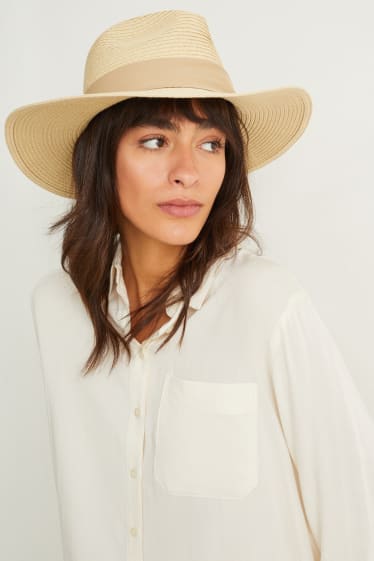 Damen - Strohhut - hellbeige