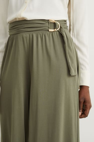 Femmes - Pantalon en jersey - wide leg - vert foncé