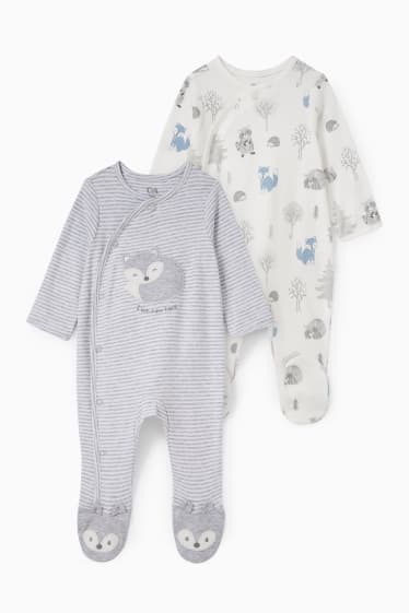 Baby: jongens - Set van 2 - babypyjama - crème wit