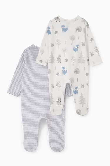 Baby: jongens - Set van 2 - babypyjama - crème wit