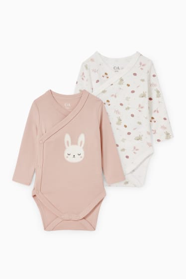 Babys - Set van 2 - wikkelrompertje - licht beige