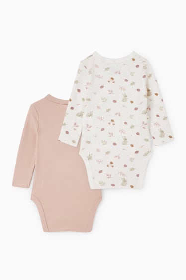 Babys - Set van 2 - wikkelrompertje - licht beige