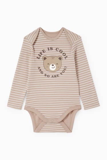 Unisex - Baby-Body - gestreift - beige