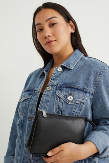 Women - Shoulder bag with detachable bag strap - faux leather  - black