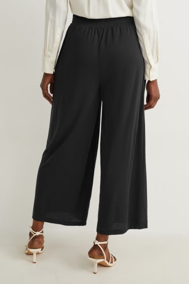 Dames - Broek van jersey - wide leg - donkergrijs