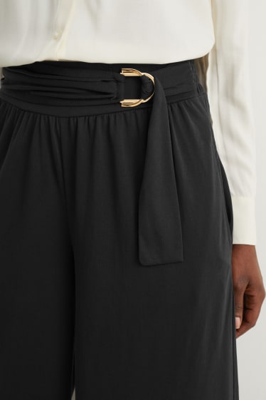 Damen - Jersey-Hose - Wide Leg - dunkelgrau
