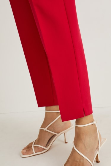 Femmes - Pantalon de toile - high waist - tapered fit - rouge