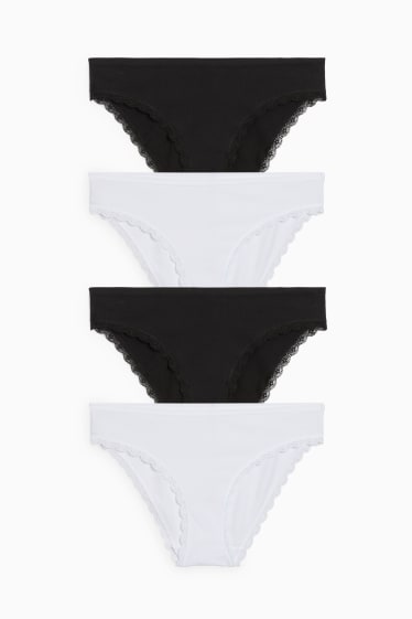 Damen - Multipack 4er - Slip - schwarz / weiß