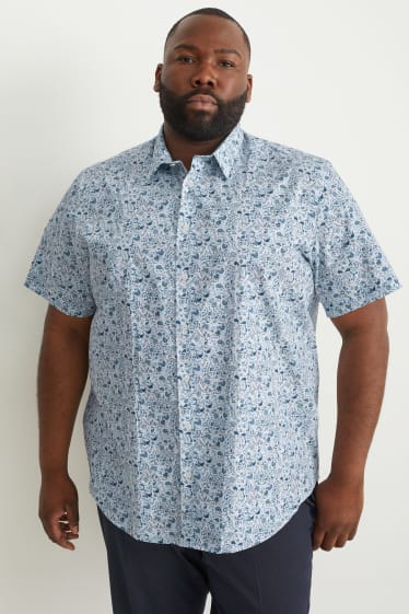 Heren - Overhemd - regular fit - kent - gemakkelijk te strijken - wit / lichtblauw