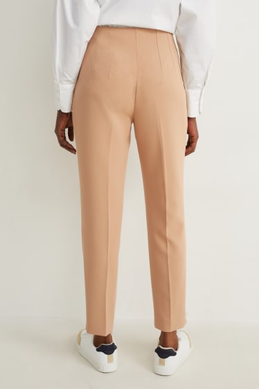 Damen - Stoffhose - High Waist - Tapered Fit - beige