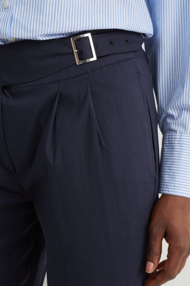 Dona - Pantalons de tela - high waist - tapered fit - blau fosc