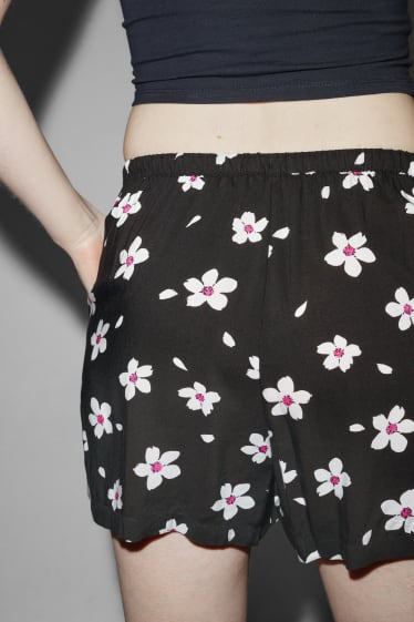 Femmes - CLOCKHOUSE - short - mid waist - à fleurs - noir