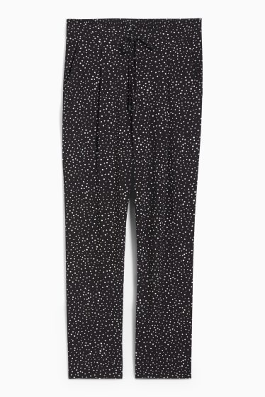 Dona - Pantalons de tela - high waist - tapered fit - de piquets - negre/blanc