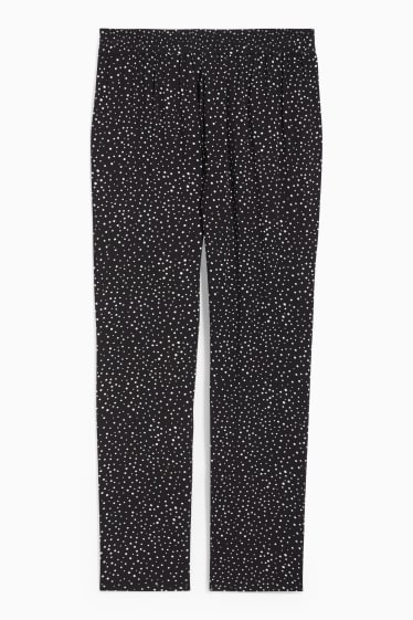 Femei - Pantaloni de stofă - talie înaltă - tapered fit - cu buline - negru / alb