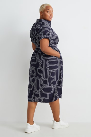 Femmes - Robe-chemisier - à motif - bleu foncé