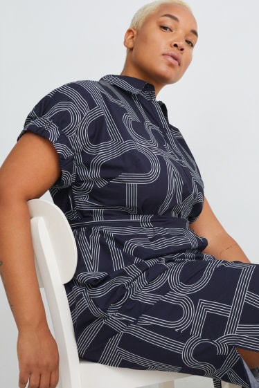 Femmes - Robe-chemisier - à motif - bleu foncé