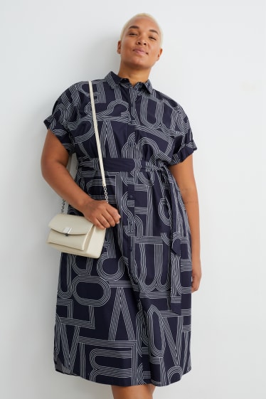Femmes - Robe-chemisier - à motif - bleu foncé